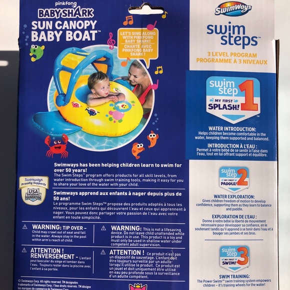 Swimways Swim Baby Shark Sun Canopy Baby Boat Float By Swimways
